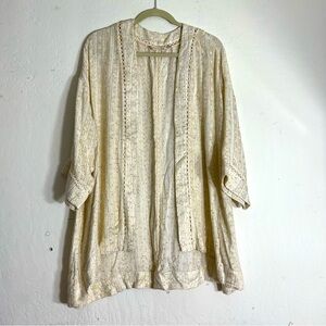 SOFT SURROUNDINGS Womens Large Glamour Topper Gold Sequin Open Cardigan 2CE04